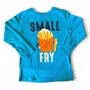Carter’s sz 3T Funny cute graphic long sleeve t shirt “Small Fry” blue & yellow